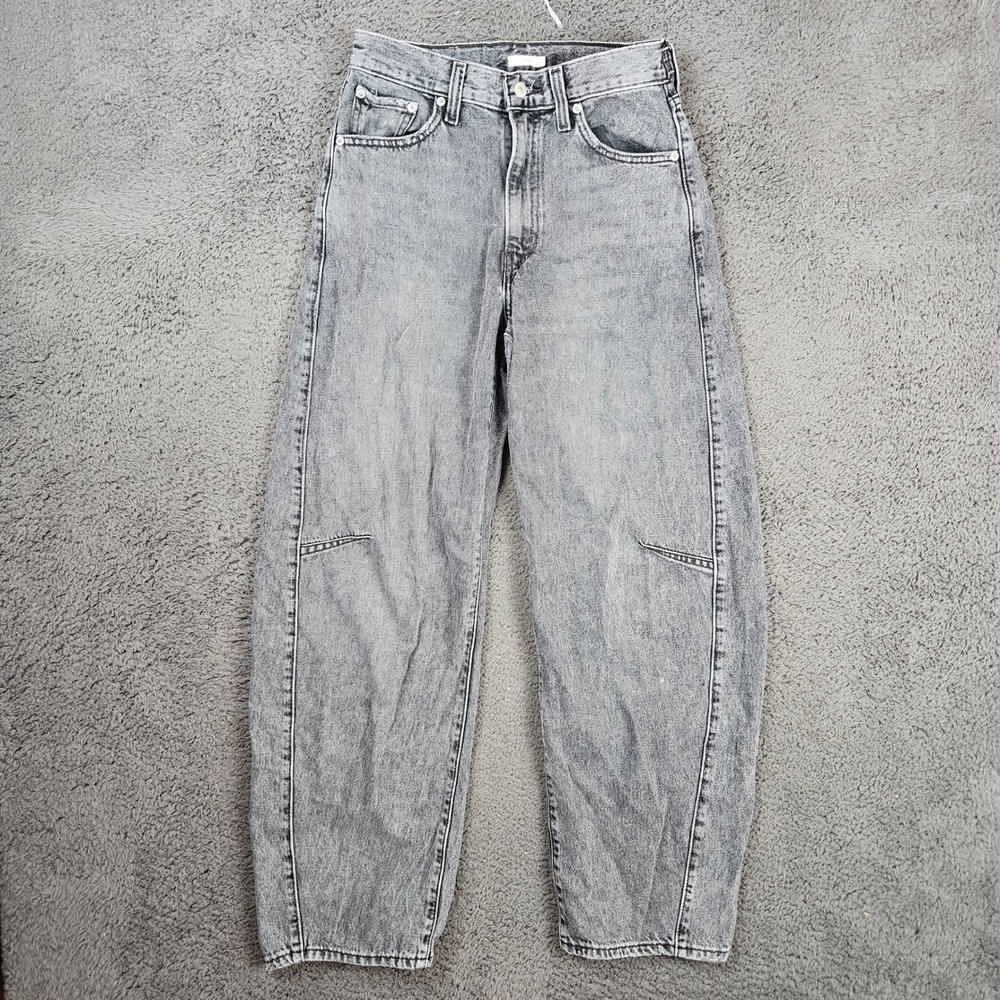 Levis Cinch Barrel Jeans Womens 29 Gray Acid Wash High Rise Loose Fit